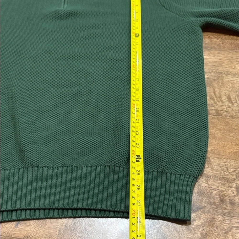 J Crew Cotton Quarter Zip Green Sweater size XL